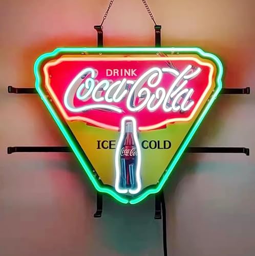 QZLTNSL Drink Cold Cola Neon Sign Light Real Glass Neon Bar Signs For Home Bar Pub Man Cave Party Shop Store Recreation Room Home Room Garage Wall Windows Display Handcraft Artwork Gift 19x15