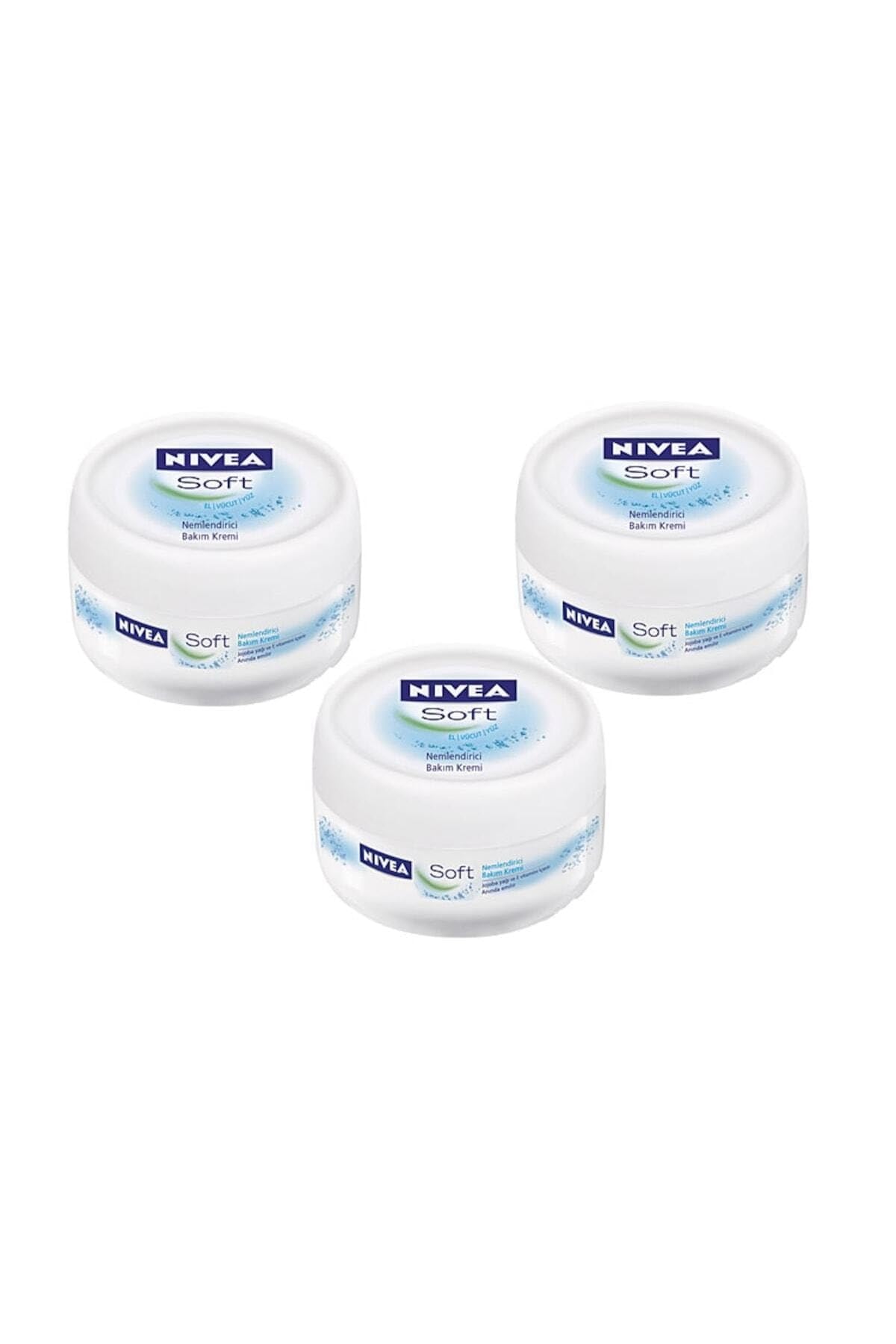 NIVEA Soft Nemlendirici Bakım Kremi, Yüz Vücut ve El için, 200ml x 3 Adet