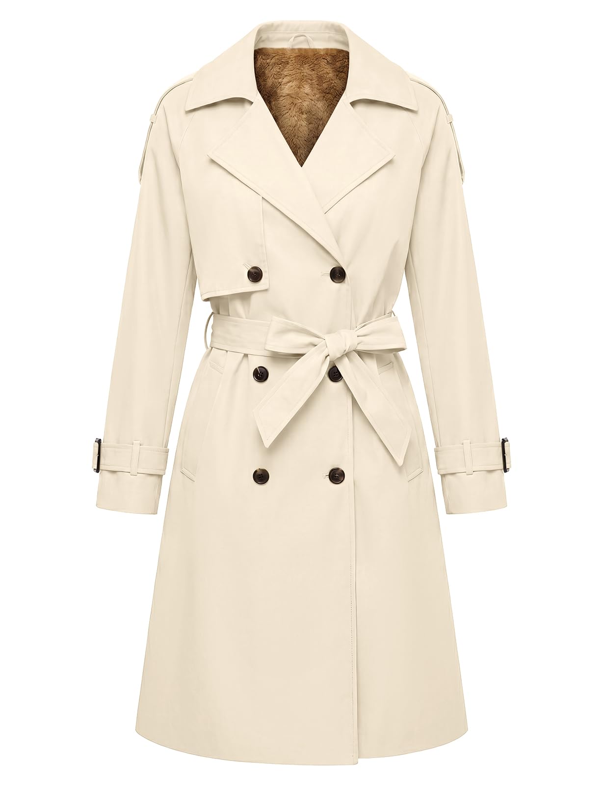 Vancavoo Damen Trenchcoat Gefüttert Mantel mit Gürtel Elegant Wintercoat