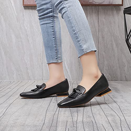 Image of Mona flying Women's Leather Square Toe Penny Loafer Slip on Office Flats