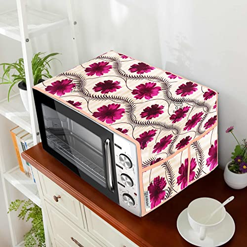 Image of Polyester 3-Layered Microwave Oven Top Cover With 4 Utility Pockets Suitable for Upto 30 Liter (Color- Red, Size-36x14 Inches)