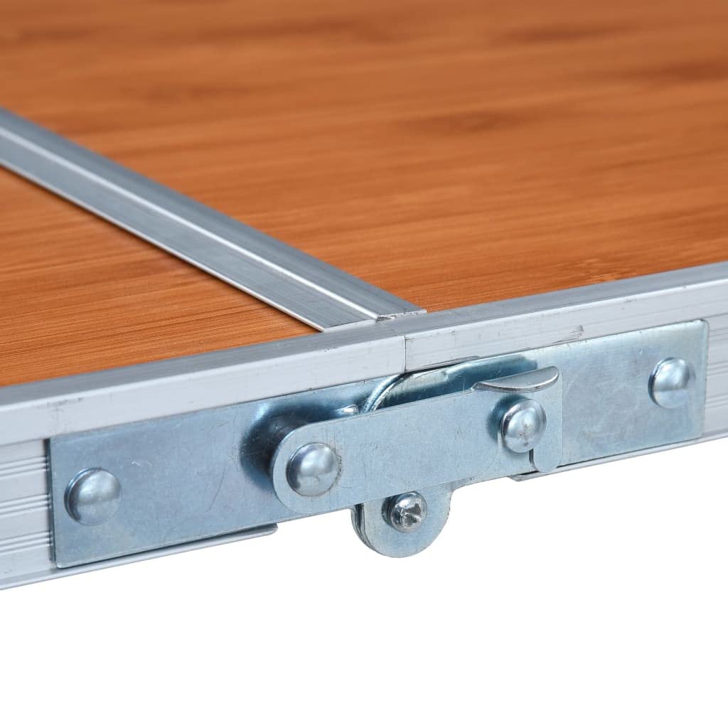 Grau klappbarer Campingtisch aus Aluminium und MDF x, höhenverstellbar bis, mit Tragegriff für Picknick, Balkon, Terrasse, Garten und Campingreisen
