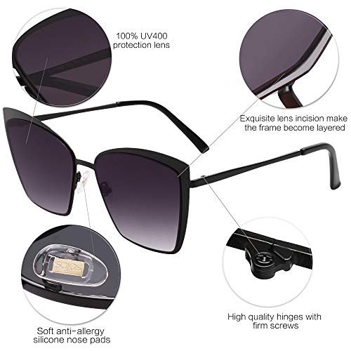 SOJOS Cateye Sunglasses for Women Fashion Mirrored Lens Metal Frame SJ10862