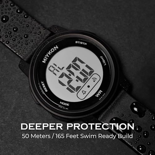 Image of Miykon Ultra-Thin Digital Watch for Men - Minimalist Waterproof Sports Watch with Large Easy to Read Display - Shockproof Resin, Super Illuminator, Stopwatch & Timer, Alarm, Dual Time, 24hr Military Time