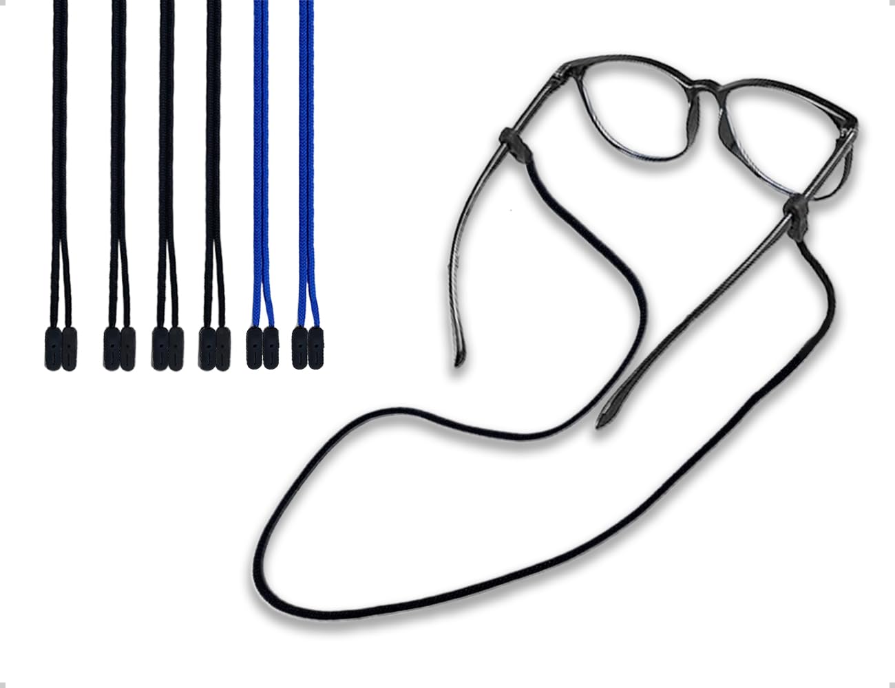 OHYANYAO 6 Stück Silikon Brillenband Herren und Damen,Universal Rutschfest Ohne Schwanz Brillenkette,für Tägliche Reisen,Laufen,Klettern,Radfahren,Reisen(Schwarz,Blau)