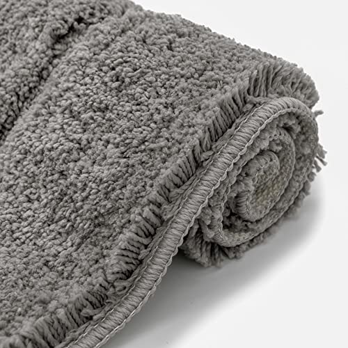 Velosso Super Soft Microfibre High Density Bath Mat Pedestal Mat Anti Slip Super Absorbent (Grey, Bath Mat and Pedestal Set) - Image 2
