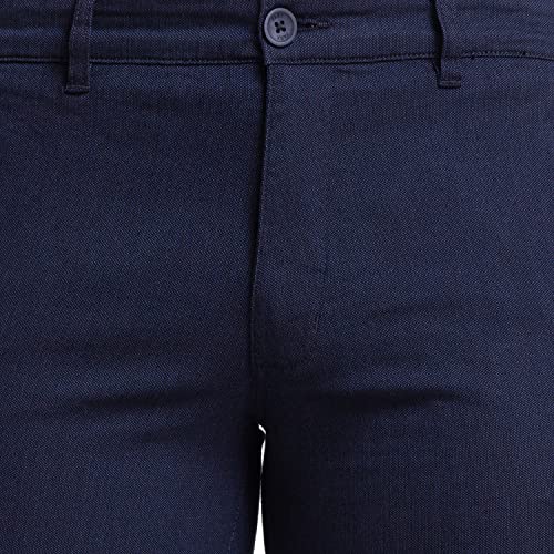 Image of Parx Men's Cotton Blend Yarn Dyed Pattern Low Rise Tapered Fit Flat Front Casual Trouser