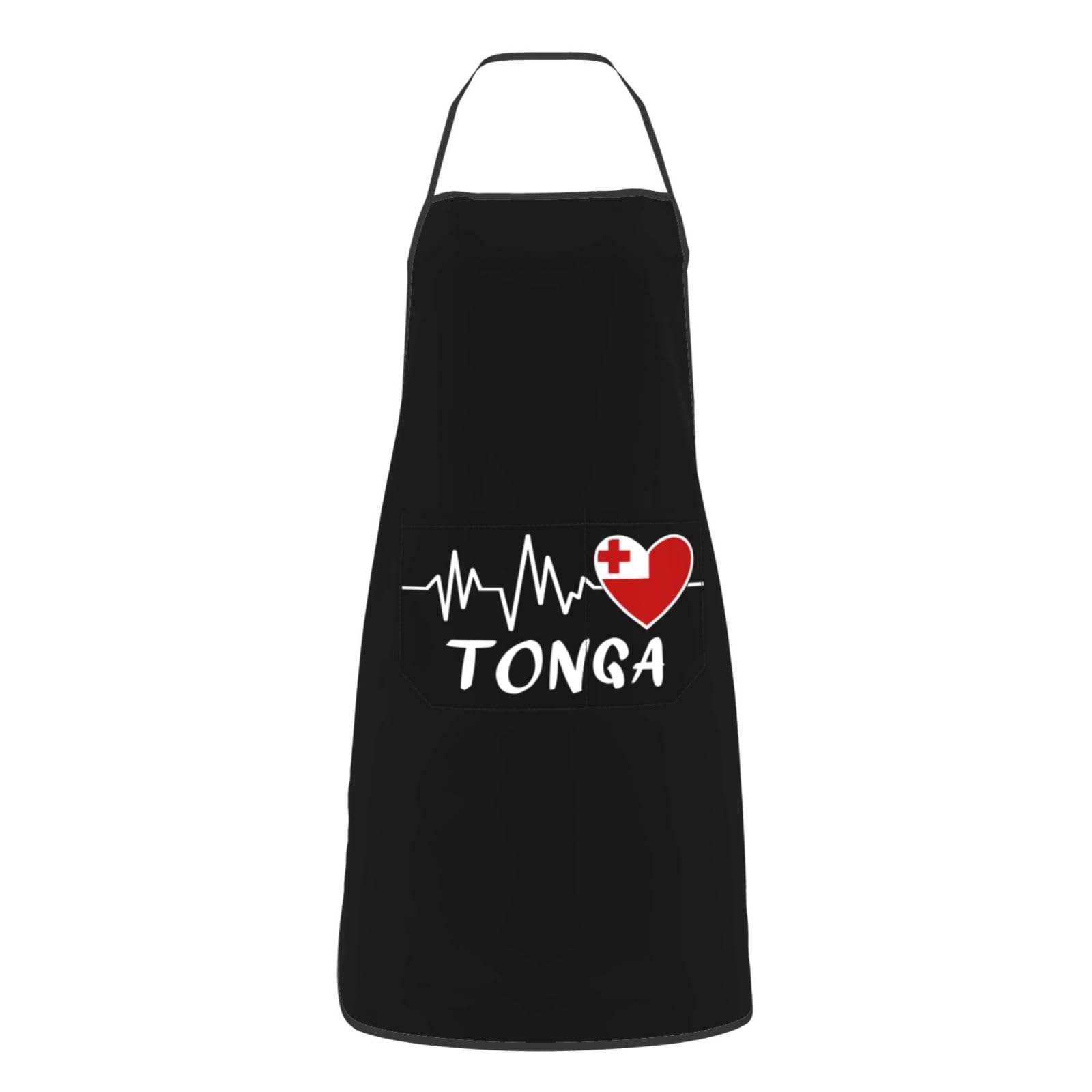 nopicsn Tonga Heartbeat Apron for cooking with Pockets Women Men Kitchen Chef Funny Aprons