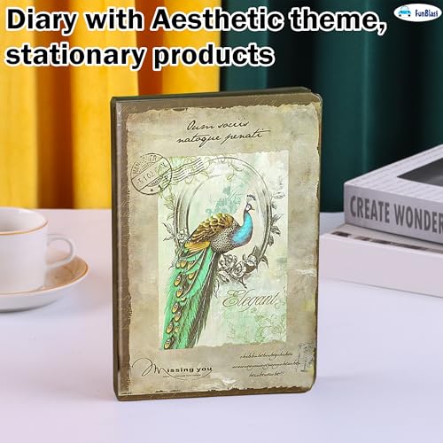 Image of FunBlast Aesthetic Diary for Girls - Kawaii Diaries, Stylish Diary, Notebooks Diary for School, Home, Office, Travel Diary & Notebook - A5 Size (114 Sheets, 228+ Pages) (Peacock)
