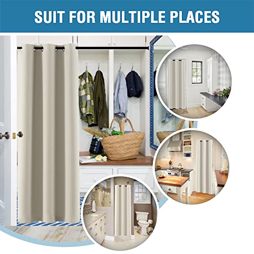 Image of H.VERSAILTEX Doorway Curtain Blackout Closet Door Curtain Room Divider Window Treatment Curtain for Bedroom Thermal Insulated Privacy Drape Soundproof Grommet, 42 x 80 inches, 1 Panel, Cream