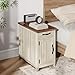 LINSY HOME Farmhouse End Table with Charging Station, Narrow Side Table for Living Room, Sofa Side Table with Drawer and Storage Cabinet, Small Nightstand for Home Office