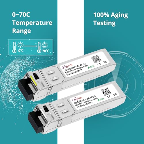 Image of 1 Pair 10GBASE-BX80-UD BiDi SFP+ Module, TX-1490nm /1550nm, RX-1550nm /1490nm 80km DDM Simplex LC SMF Optical Transceiver Networking Mini Gbic for Brocade 10G-SFPP-BXU-80K / 10G-SFPP-BXD-80K