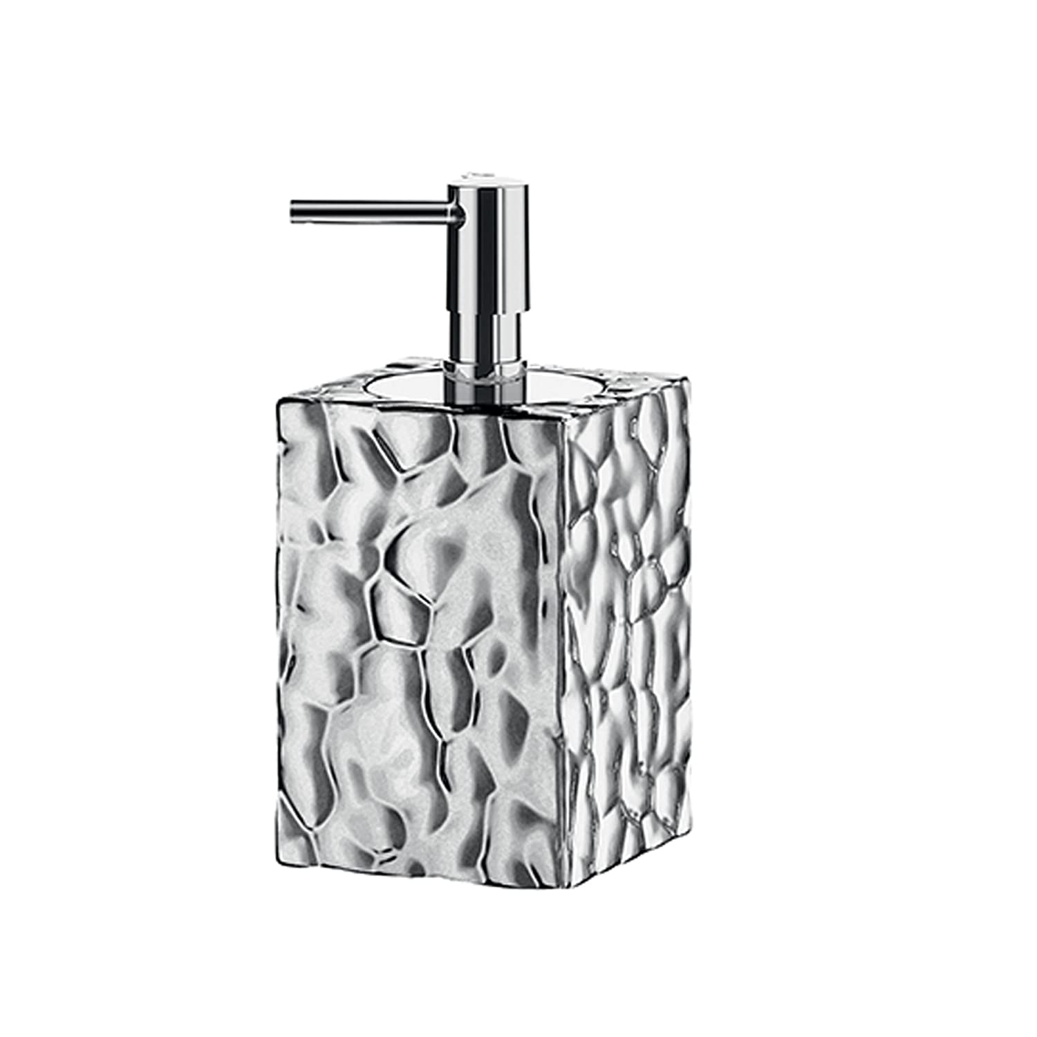 Gedy Silver G-New Martina Soap Dispenser Bathroom Made Of Stainless Steel And Cromall, Dimensions 16 X 7.5 X 7.5 Cm And Weight 0.4 Kg, R&D Design, 2 Years Warranty, One