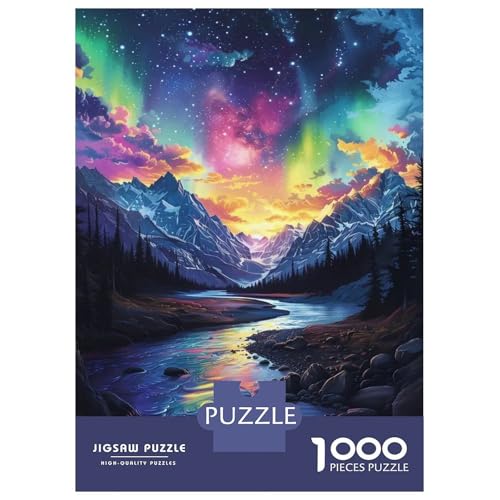Puzzle de 1000 piezas de paisaje de montaña para decorar tu salón con auroras boreales 2
