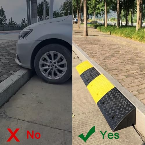 Rampes de trottoir pour voiture et fauteuil roulant : lot antidérapant jaune de 6 cm - 2