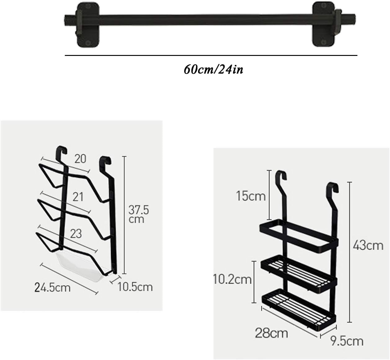 Scaffale da cucina a parete in acciaio inox, scolapiatti con ganci a S appesi, per lavello, bancone, armadio, combinazione fai da te, salvaspazio, multifunzionale
