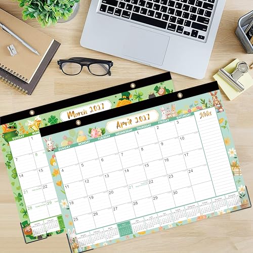 Image of Desk Calendar 2026-2027, Large 18-Month Desk /Wall Calendar, Now Through Dec 2027, 17 inch x 12 inch, Thick Paper, Large Blocks, Plastic Cover, Monthly Calendar for Home School & Office Easy Organizing
