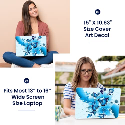 Image of LSS Laptop 15 15.6 Skin Cover with Colorful Sparkaling Blue Butterfly Pattern for HP Dell Lenovo Apple Asus Acer Compaq - Fits 13.3 inch 14 inch 15.6 inch 16 inch (2 Wrist Pads Free)