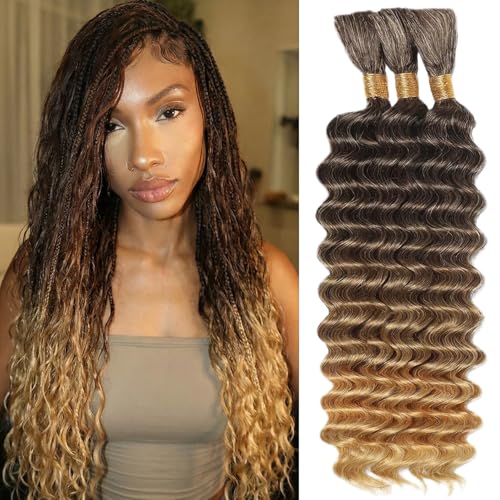 AKONSOUL Human Braiding Hair for Boho Braids Deep Wave Bulk
