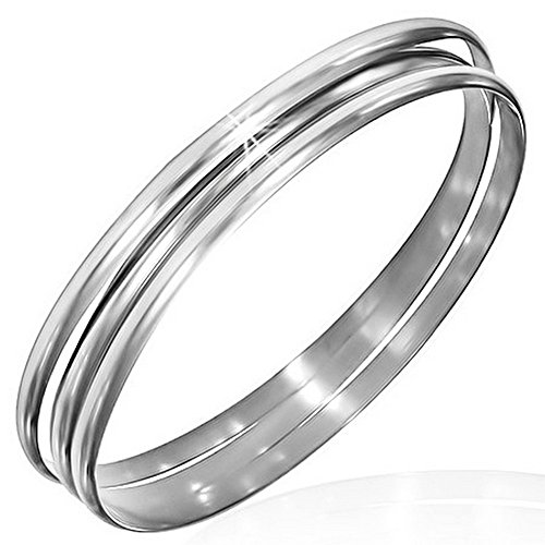 My Daily Styles Stainless Steel Silver-Tone Three Stackable Womens Bangle Bracelets