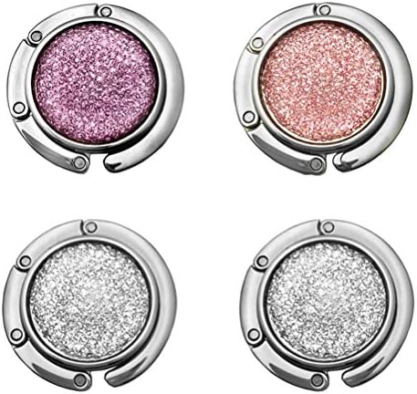 4pcs Purse Hook Foldable - Folding Handbag Table Hanger-Bag Hanger Collection-Desk Hooks for Purse (Pink+Purple+2white)