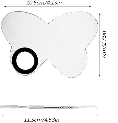 Miniatura 3 de 2 juegos de paleta de mezcla de maquillaje 2 en 1, bandeja de paleta de maquillaje cosmético de acero inoxidable con espátula, paleta mezcladora de