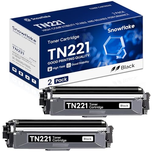 TN-221 TN221BK Black Toner Cartridge 2 Pack Compatible TN-221BK Replacement for Brother TN221 TN-221BK HL-3170CDW HL-3180CDW MFC-9340CDW Toner Printer.
