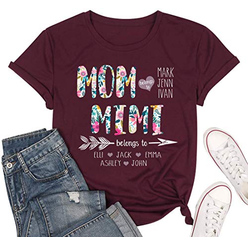 Generic Cuom Mom and Grandma Shirt with Kids, Grandkids Names | Mimi Gifts