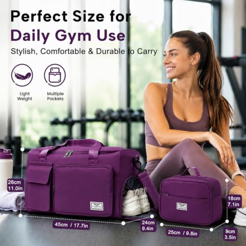 Image of FIORETTO Women's Gym Duffle Bag with Shoes Compartment, 30L Capacity, Ideal for Travel, Gym, Sports, Duffel, Weekender