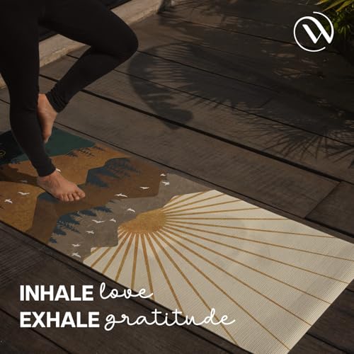 Image of Wiselife MicroFiber & Natural Rubber Foldable Yoga Mat + Carry Bag | Extra Thick Extra Long Extra Wide Exercise floor Mat For Gym, Workout, Fitness | Natural Rubber Yoga Mat (1MM,Arbian Morning)