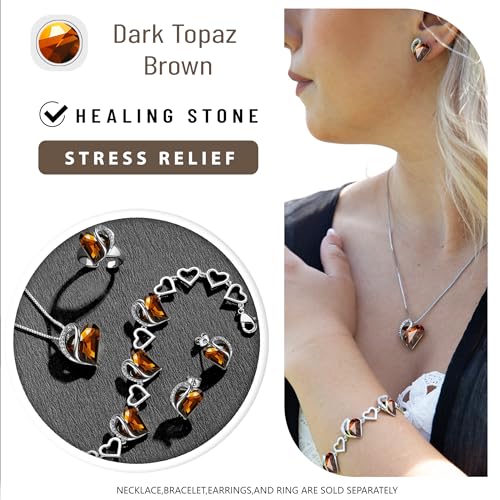 Image of Leafael Gift Necklaces for Women, Infinity Love Birthstone Heart Crystal Pendant, Birthday Anniversary Jewelry for Wife, Mom, and Her, Silver Plated, 18 inch + 2 inch Adjustable Chain