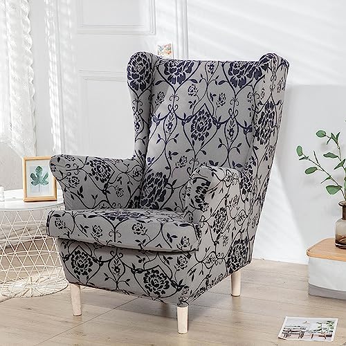 Fundas elásticas for sillón orejero de dos piezas lavables para salón 3