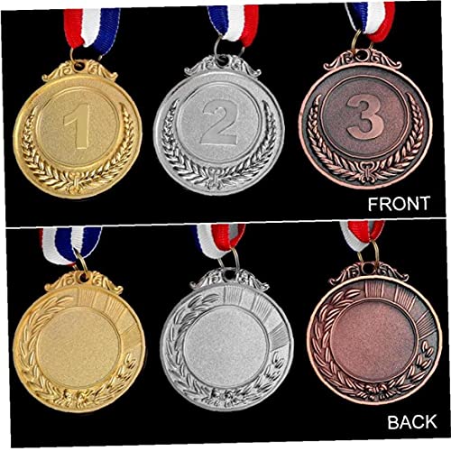 PiniceCore 3 stks Metalen Award Medailles met Neck Ribbon Goud Zilver voor Sport Academics of Elke Wedstrijd Tarwe Patroon - Image 6