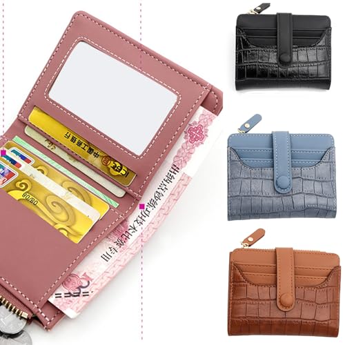 Women Coin Purse PU Leather Coin Purse Small Wallet Short Wallet Card Holder Card Holder for Girls Zippers Wallet Coin Purse, Black, about 11.9x9x2.2cm/4.69x3.54x0.87''2