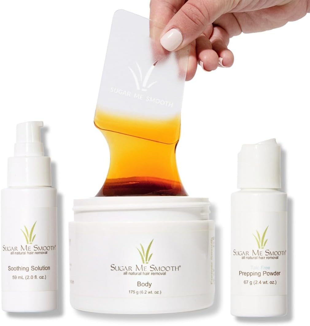 Body Sugar Wax Kit – Gentle On Skin And Less Painful Hair Removal In A Simple System, No Strips, No Heat, Water Soluble All-Natural Solution For All Skin & Hair Types