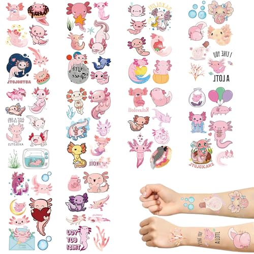Axolotl Temporary Tattoos Stickers, 10 Sheets Axolotls Birthday Party Supplies Decorations, Axolotl Gifts for Boys Girls School Classroom Rewards Party Favors Axolotl Temporary Tattoos Stickers, 10 Sheets Axolotls Birthday Party Supplies Decorations, Axolotl Gifts for Boys Girls School Classroom Rewards Party Favors