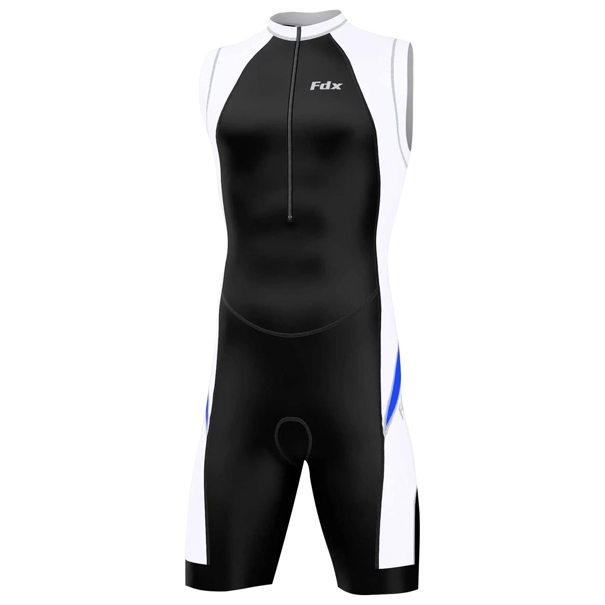 FDX Ärmelloser Triathlon Anzug Herren Schaumpolster Trisuit | Schnelltrocknendes Material Atmungsaktives Stretchgewebe Flachnähte für Schwimmen Radfahren Laufen Wettkampf und Training