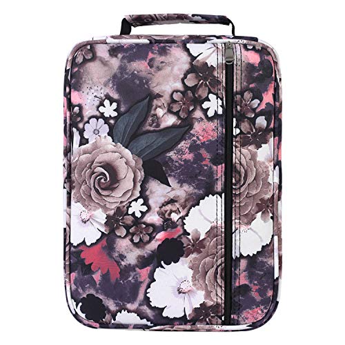 Image of Pencil Case Slot Holds 270 to 274 Colored Pencils or 180 to184 Color Gel Pens with Zipper Closure Large Capacity Nylon Pen Organizer for Artist Gray Rose