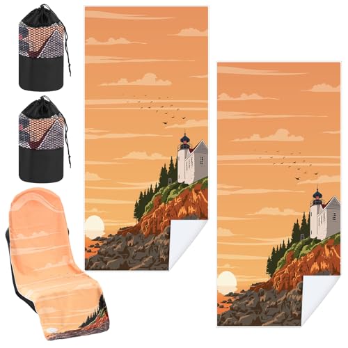 Image of Hahafelt 2 Pack Car Seat Towel Cover with Storage Bag, National Park 2 | 63 x 32 in Car Towel Seat Cover Non Slip Waterproof, Gym Workout Swimming Running, Machine Washable Sweat Absorbent Protector