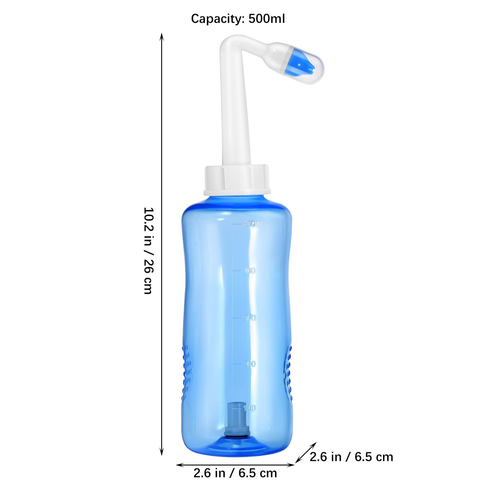 Botella de Riego Nasal de 500ml con Flujo Suave y Plástico Resistente, Dispositivo de Limpieza con Sal para Lavado Nasal Adulto y Cuidado Sinusal Eficaz