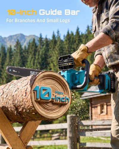Image of SEESII 10-Inch Cordless Mini Chainsaw, Electric Saw with Brushless Motor