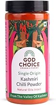 GOD CHOICE ORGANIC FARMS Kashmiri Chilli Powder 200G||Sourced from the valley of Kashmir|Stoneground|100% Pure With Natural Oils Intact|No Artificial Colours or Additives|Organic Spicy Masala