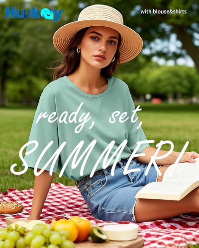 Huukeay 3 Pcs Womens Half Sleeve Top Elbow Length T Shirt Women Round Neck Basic T Shirt Summer Casual Blouses4