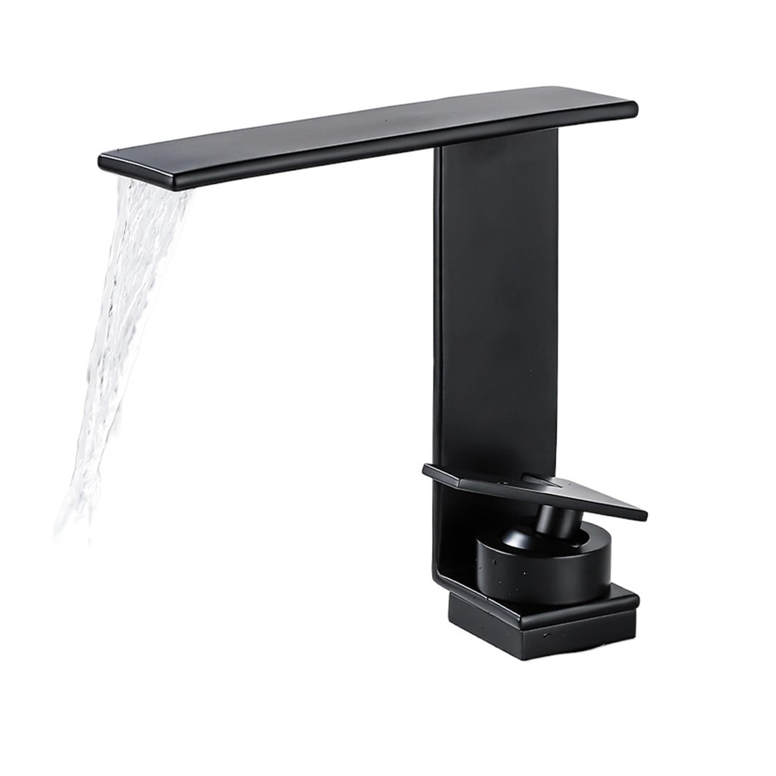Rubinetto for lavabo da bagno in oro Rubinetto for lavabo a cascata montato sul ponte Miscelatore for acqua calda fredda Miscelatore monocomando Rubinetti for acqua monoforo(MP48-Black)