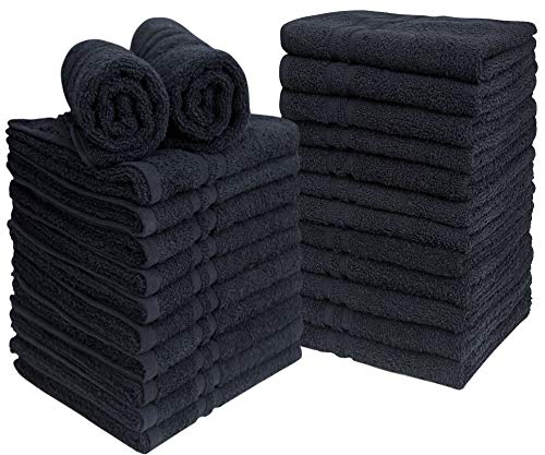 Pleasant Home Salon Towels  Bleach Safe - (16x 27, 24 Pack)  Stain Resistant & Bleach Proof Salon Towel Set  Color Safe Towels for Salons, Spas, Gym & Home Hair Care (Black)
