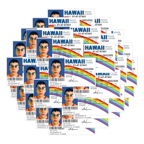 30pcs McLovin Id Card Stickers,Superbad Movie Protagonist Stickers, Vinyl Waterproof Stickers, for Water Bottles, Skateboards, laptops, Diaries, Children, Teenagers