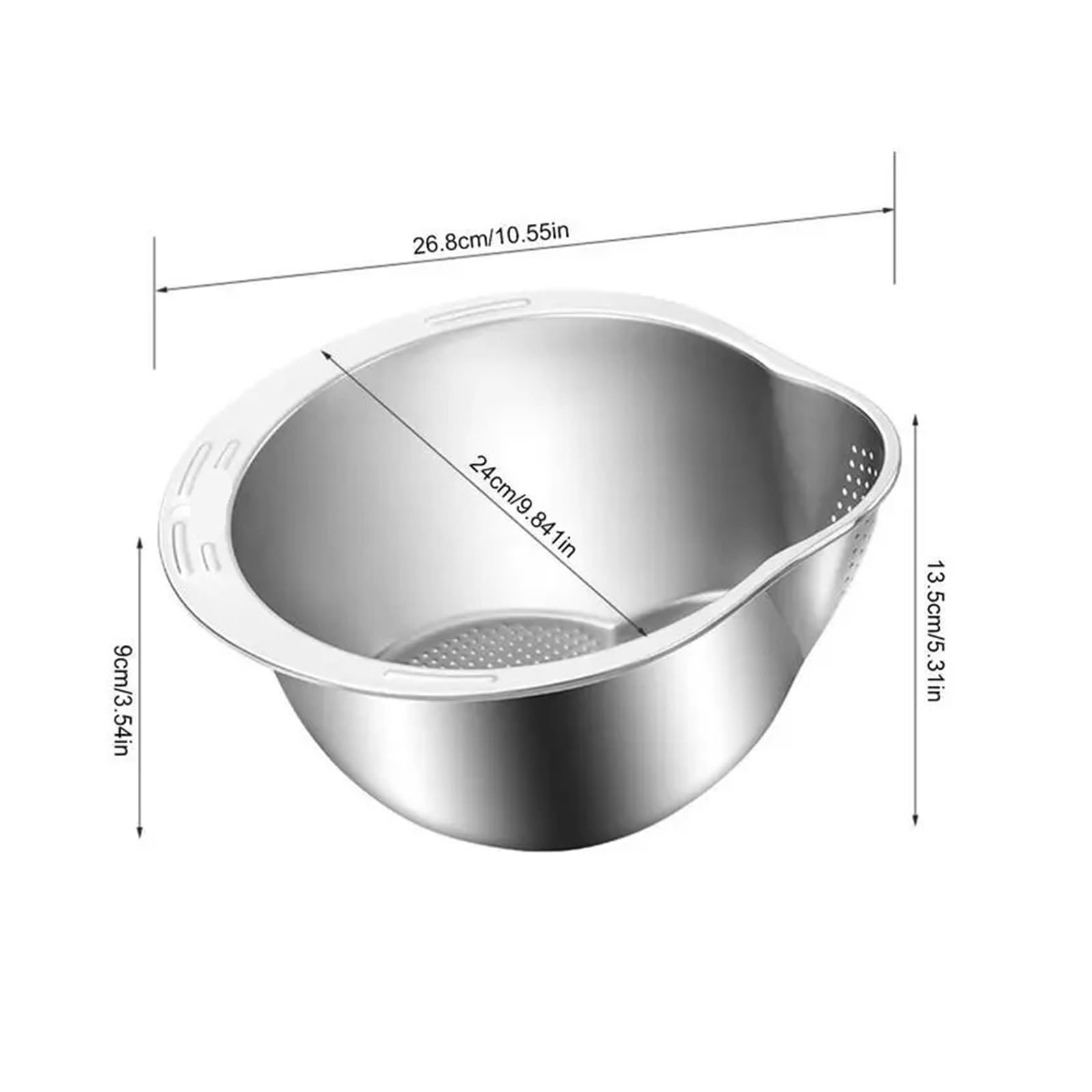Cuenco colador for lavadora de arroz, lavado acero inoxidable, herramientas cocina for frutas y verduras(Silver)