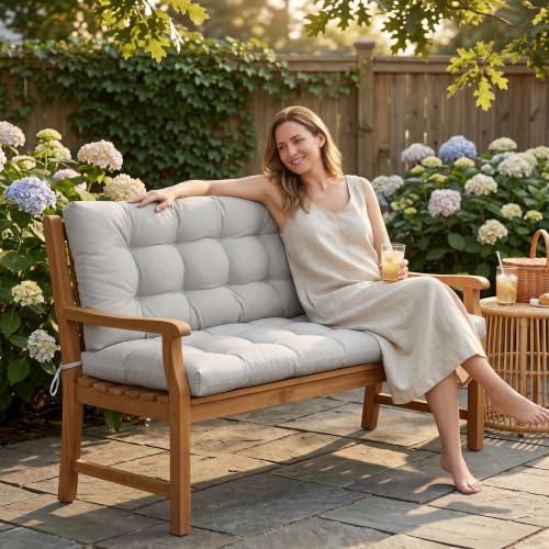 Coussin de banc d'extérieur imperméable gris clair 130x50cm - 4