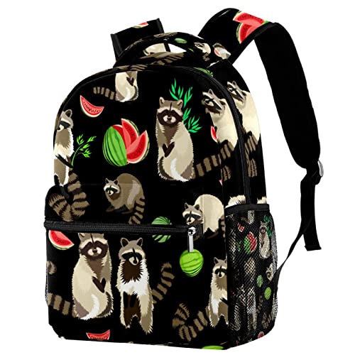 Sac à dos raton laveur léger et imprimé pastèques pour fille et garçon