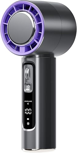 Ventilador portátil de mano con velocidad (1-100) Mini ventiladores turbo ajustables, batería de 4000 mAh, recargable, luz personal de 3